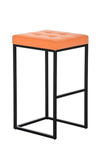 Tabouret de bar Lugano B77 orange 45x41x77 cuir artificiel orange Métal noir mat