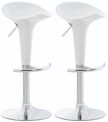 Lot de 2 Tabourets de bar Saddle blanc 37x37x87 Bois blanc Métal chromé 1