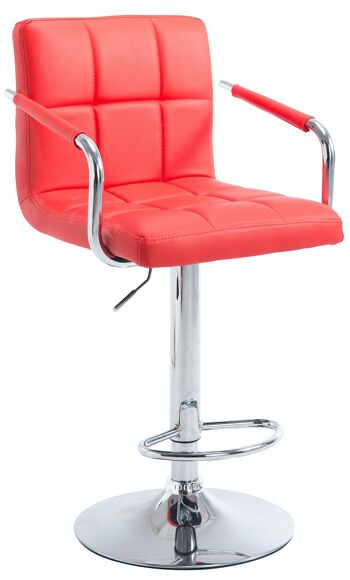 Tabouret de bar Lucy V2 chrome rouge 46x54x91 cuir artificiel rouge métal 1