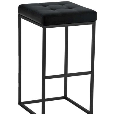 Taburete de bar Lugano B77 negro 45x41x77 cuero artificial negro Metal negro mate