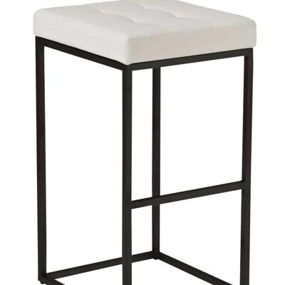 Taburete de bar Lugano B77 blanco 45x41x77 cuero artificial blanco Metal negro mate