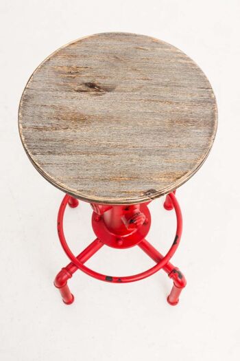 Tabouret de bar Lumos, bois, métal rouge antique 33x33x59 métal rouge 4