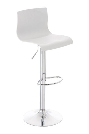 Tabouret de bar Hoover blanc 36x39x84 Bois blanc Métal chromé 1