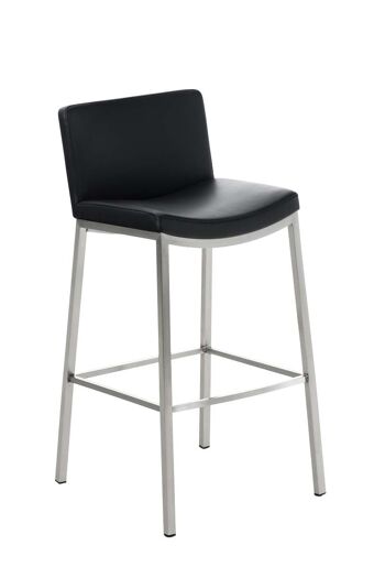 Tabouret de bar Albany noir 52x47x96 cuir artificiel noir acier inoxydable 1