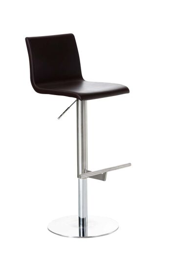 Tabouret de bar Wales marron 40x40x79 simili cuir marron inox 1