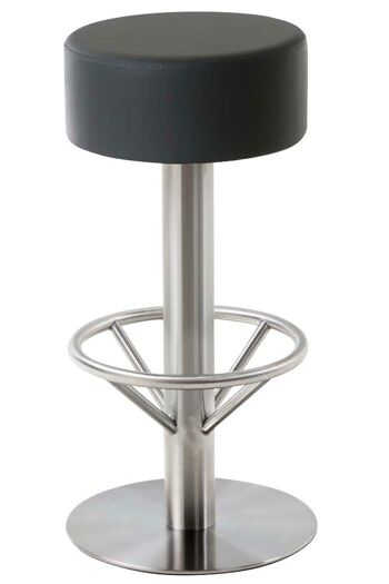 Tabouret de bar PISA V2 E76 gris foncé 38x38x76 cuir artificiel gris foncé métal 4