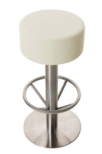 Tabouret de bar PISA V2 E76 crème 38x38x76 crème simili cuir métal 1