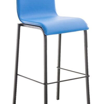 Barhocker Avola Leder flach B78 blau 51x43x103 blaues Kunstleder Metall mattschwarz