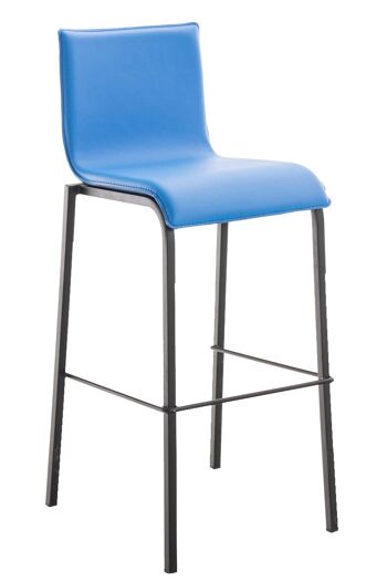 Tabouret de bar Avola Cuir Flat B78 bleu 51x43x103 cuir artificiel bleu Métal noir mat 1