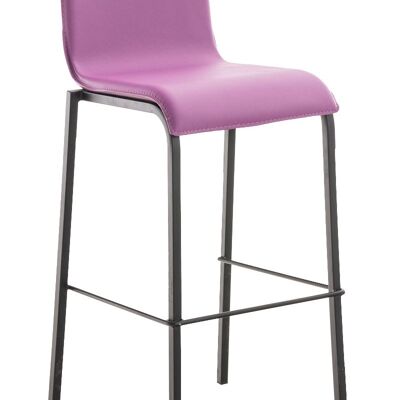 Taburete de bar Avola Leather Flat B78 violeta 51x43x103 violeta cuero artificial Metal negro mate