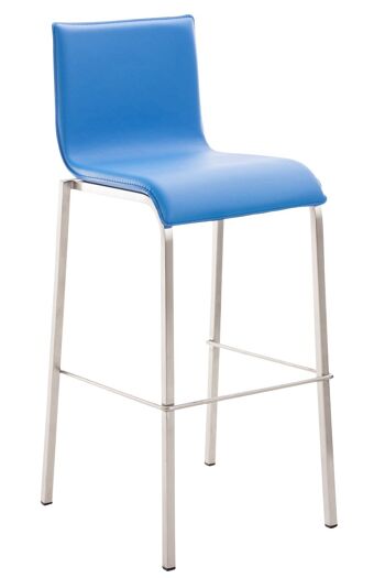 Tabouret de bar Avola Leather Flat E78 bleu 51x43x103 cuir artificiel bleu acier inoxydable 1