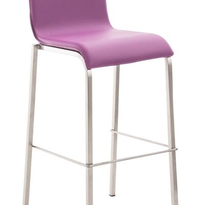 Tabouret de bar Avola Leather Flat E78 violet 51x43x103 cuir artificiel violet acier inoxydable