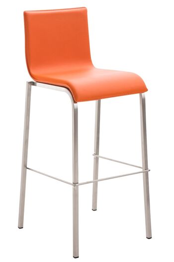 Tabouret de bar Avola Leather Flat E78 orange 51x43x103 cuir artificiel orange acier inoxydable 1