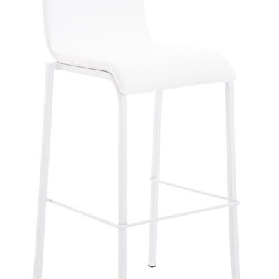 Taburete de bar Avola Leather Flat W78 blanco 51x43x103 cuero artificial blanco metal