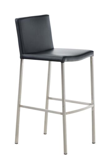 Tabouret de bar Arik noir 52x42x102 cuir artificiel noir acier inoxydable 1