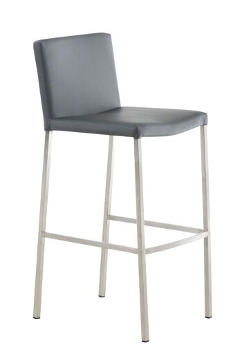 Tabouret de bar Arik Grey 52x42x102 Similicuir gris acier inoxydable 1