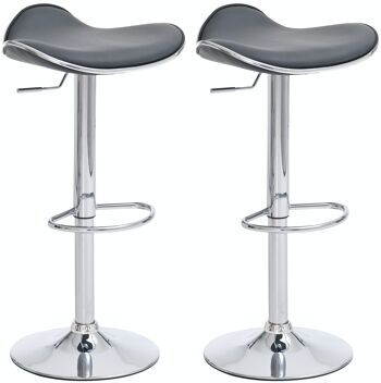 Lot de 2 tabourets de bar Shanghai Gris 45x45x71 Similicuir gris Métal chromé 1