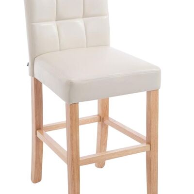 Tabouret de bar Raphael simili cuir crème naturel 52x44x94 simili cuir crème Bois