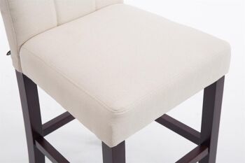 Tabouret de bar Raphael tissu cappuccino crème 52x44x94 crème Matière Bois 6