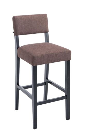 Tabouret de bar Moritz tissu marron noir 53x45x105 marron Matière Bois 1