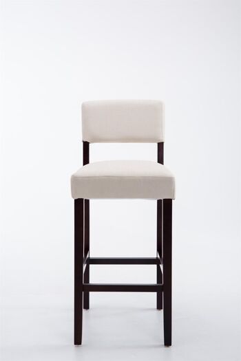 Tabouret de bar Moritz en tissu cappuccino crème 53x45x105 crème Matière Bois 2