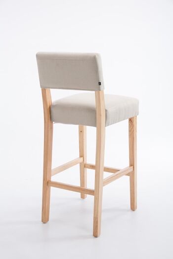 Tabouret de bar Moritz tissu naturel crème 53x45x105 crème Matière Bois 4