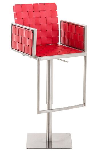 Tabouret de bar Moscou en acier inoxydable rouge 45x50x88,5 en bois rouge en acier inoxydable 1