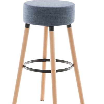 Bar stool Karl fabric natural blue 55x55x75 blue Material Wood