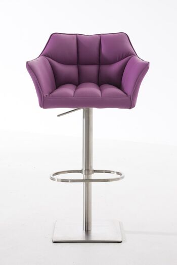 Tabouret de bar Damaso E violet 45x64x88 cuir artificiel violet métal 2