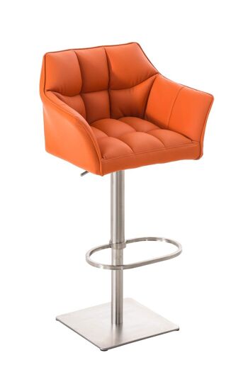 Tabouret de bar Damaso E orange 45x64x88 cuir artificiel orange métal 1