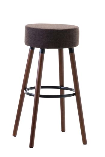 Tabouret de bar Karl tissu noyer marron 55x55x75 marron Matière Bois 1