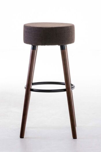 Tabouret de bar Karl tissu noyer marron 55x55x75 marron Matière Bois 2