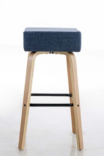 Tabouret de bar Luca en tissu naturel bleu 43x43x75 bleu Matière Bois 2