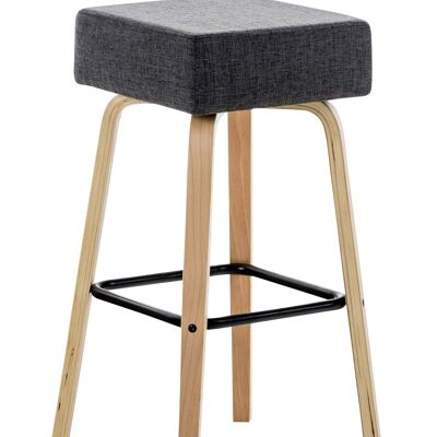 Tabouret de bar Luca en tissu naturel gris clair 43x43x75 gris clair Matière Bois