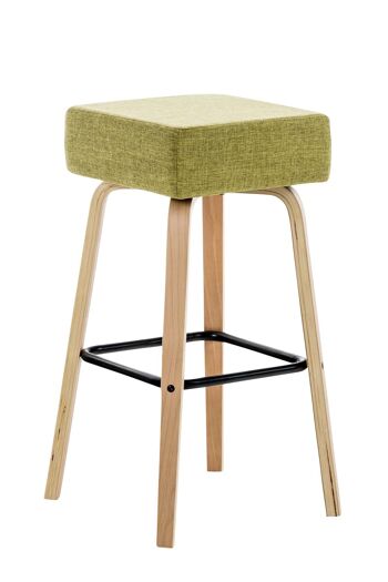 Tabouret de bar Luca en tissu naturel vert clair 43x43x75 vert clair Matière Bois 1