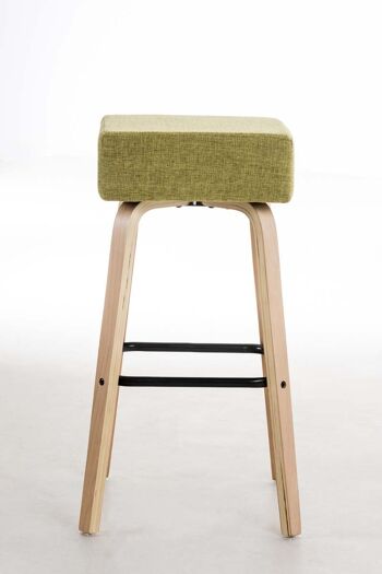 Tabouret de bar Luca en tissu naturel vert clair 43x43x75 vert clair Matière Bois 2