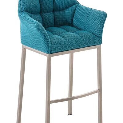 Bar stool Damaso E fabric with 4-leg frame turquoise 48x64x110 turquoise Material metal