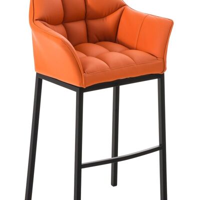 Taburete de bar Damaso B estructura 4 patas naranja 48x64x110 cuero artificial naranja metal