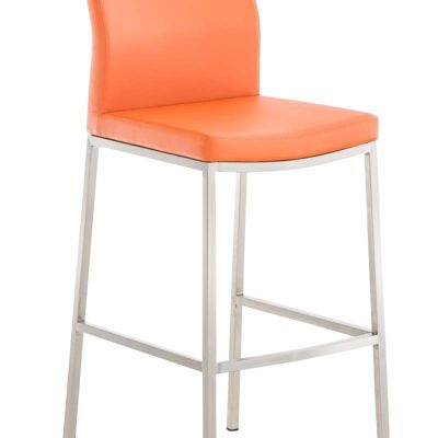 Taburete alto de cuero artificial Ottawa naranja 54x44x105 cuero artificial naranja acero inoxidable