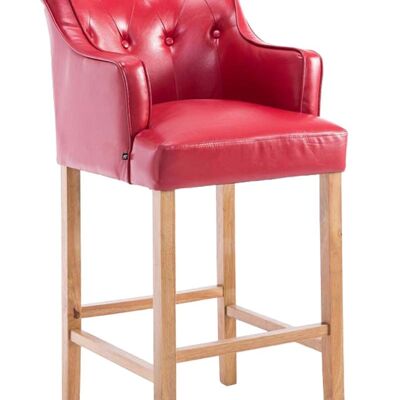 Tabouret de bar Lykso simili cuir rouge clair antique 60x63x114 simili cuir rouge Bois