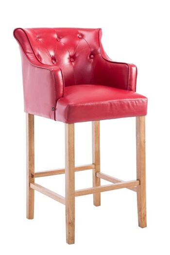 Tabouret de bar Lykso simili cuir rouge clair antique 60x63x114 simili cuir rouge Bois 1