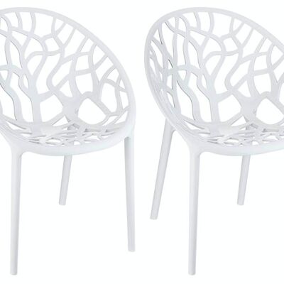 JUEGO de 2 sillas apilables CRYSTAL blanco brillo 60x59x80 plástico blanco brillo