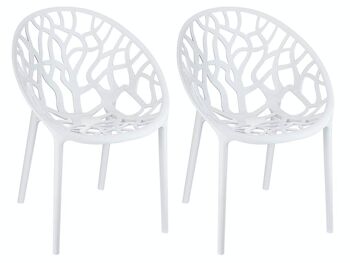 LOT de 2 chaises empilables CRYSTAL blanc brillant 60x59x80 plastique plastique blanc brillant 1