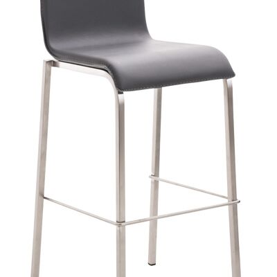 Tabouret de bar Avola Cuir Flat E78 Gris 51x43x103 Cuir artificiel gris acier inoxydable