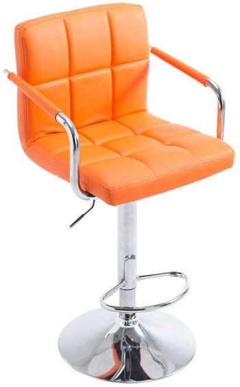 Tabouret de bar Lucy V2 chrome orange 46x54x91 cuir artificiel orange métal