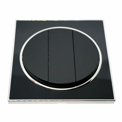 Schwarze runde schraubenlose Wandleuchte mit flacher Platte 3-Gang-Schalter~2624