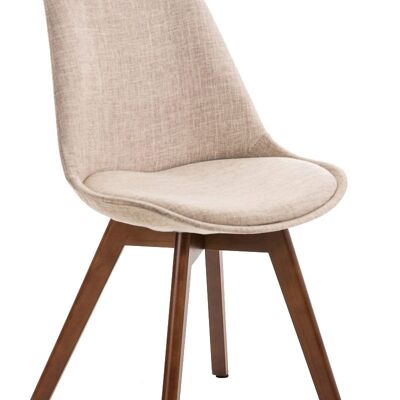 Chaise visiteur Borneo FABRIC, noyer crème 41x48x81 crème Matière Bois