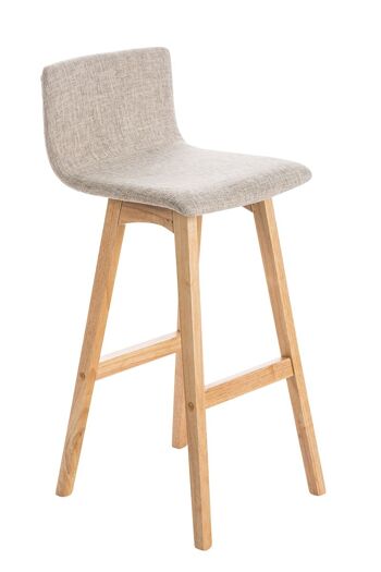 Tabouret de bar Taunus tissu Natura crème 40x40x93 crème Matière Bois 1