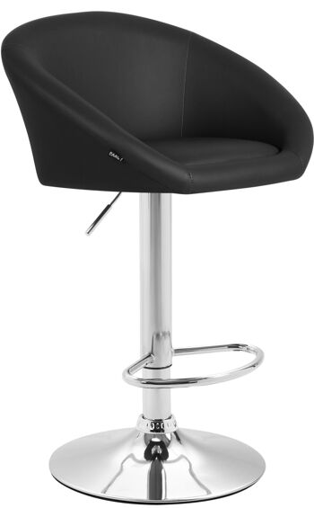 Tabouret de bar Miami V2 noir 51x55x86 cuir artificiel noir Métal chromé 1