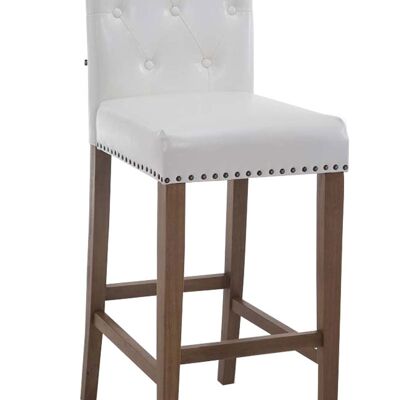 Tabouret de bar Louise antique blanc clair 57x42x113 simili cuir blanc Bois